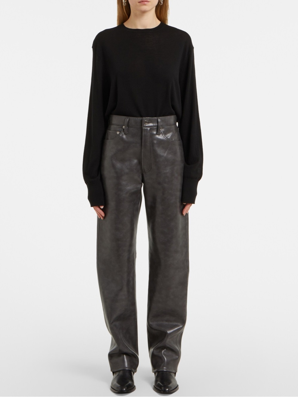 Agolde | Kelly 50% Recycled Leather Straight-Leg Pants | Smoke